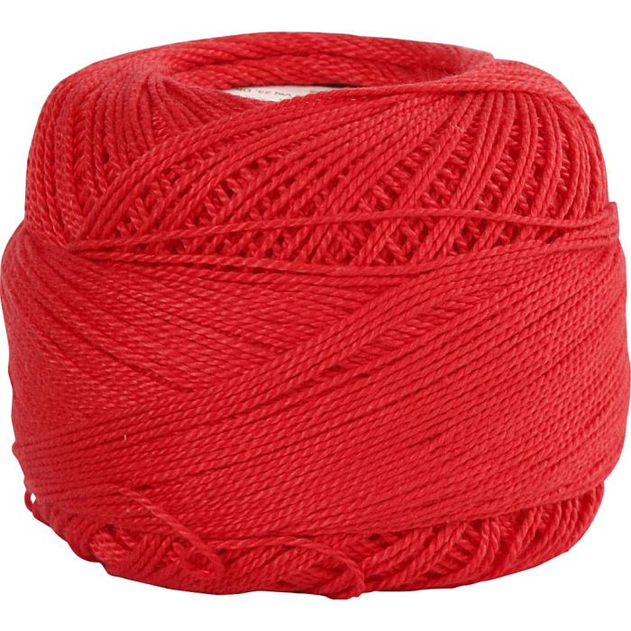 Mercerised cotton yarn, hook 2-2,5, red, 125 m, 20 g/ 1 ball