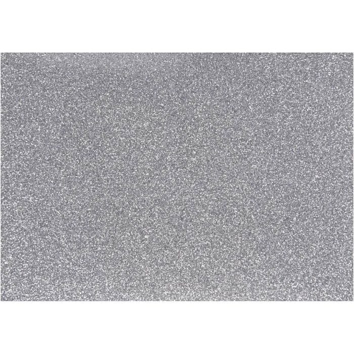 Iron on foil, A5, sheet 148x210 mm, glitter, silver, 1 sheet