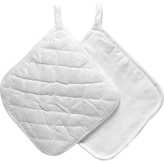 Pot Holders, size 20x20 cm, 145 g, white, 1 pair/ 1 pack