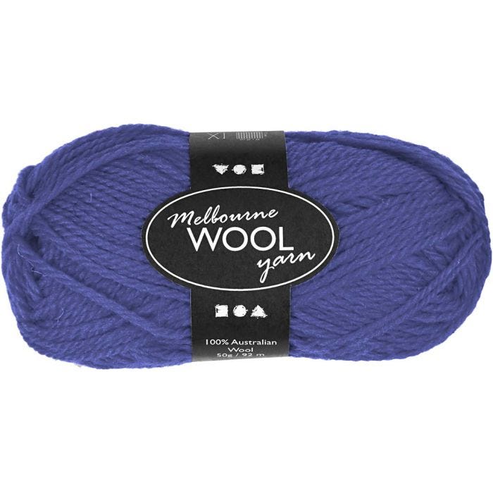Melbourne Wool Yarn, L: 92 M, blue, 50g/ 1 ball