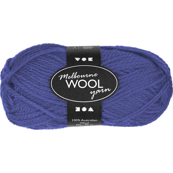 Melbourne Wool Yarn, L: 92 M, needle 4-5,5, blue, 50 g/ 1 ball