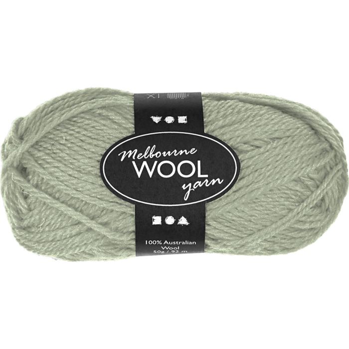 Melbourne Wool Yarn, L: 92 M, needle 4-5,5, light green, 50 g/ 1 ball