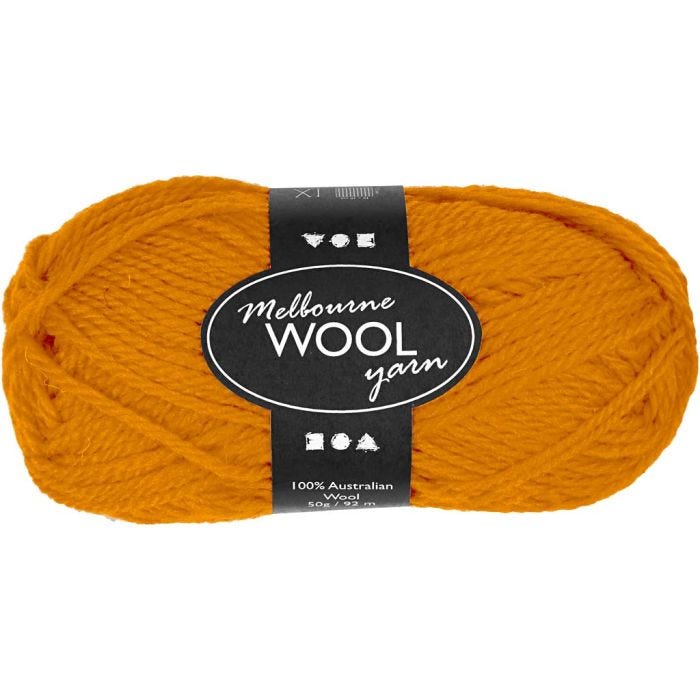 Melbourne Wool Yarn, L: 92 M, ochre, 50g/ 1 ball
