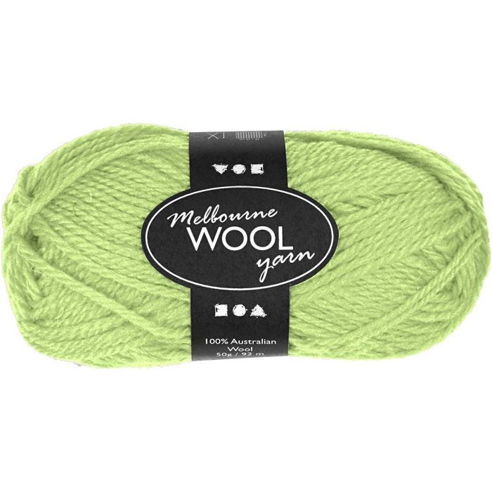 Melbourne Wool Yarn, 92 M, neon green, 50g/ 1 ball