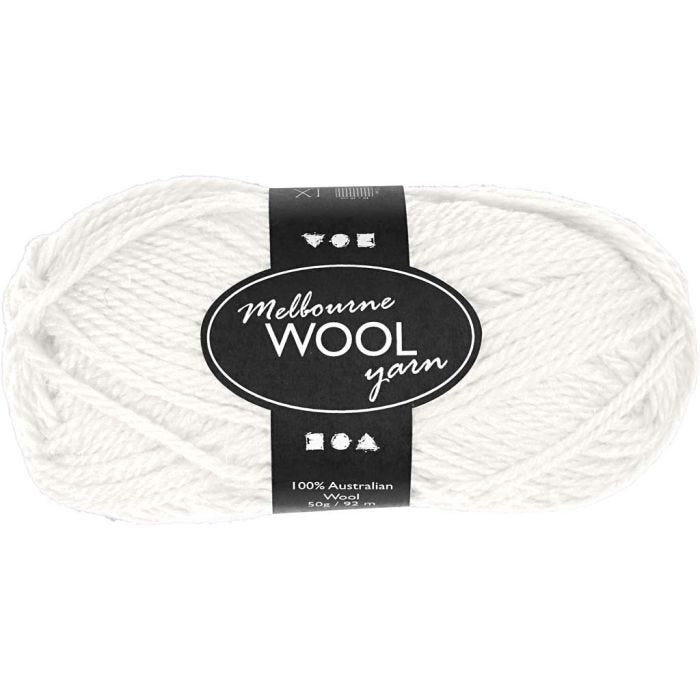 Melbourne Wool Yarn, L: 92 M, off-white, 50 g/ 1 ball