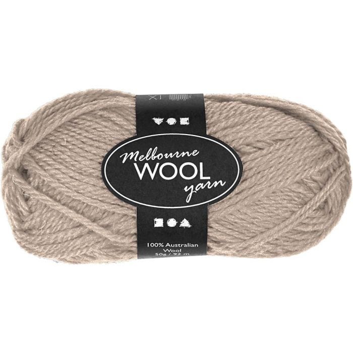Melbourne Wool Yarn, L: 92 M, beige, 50g/ 1 ball
