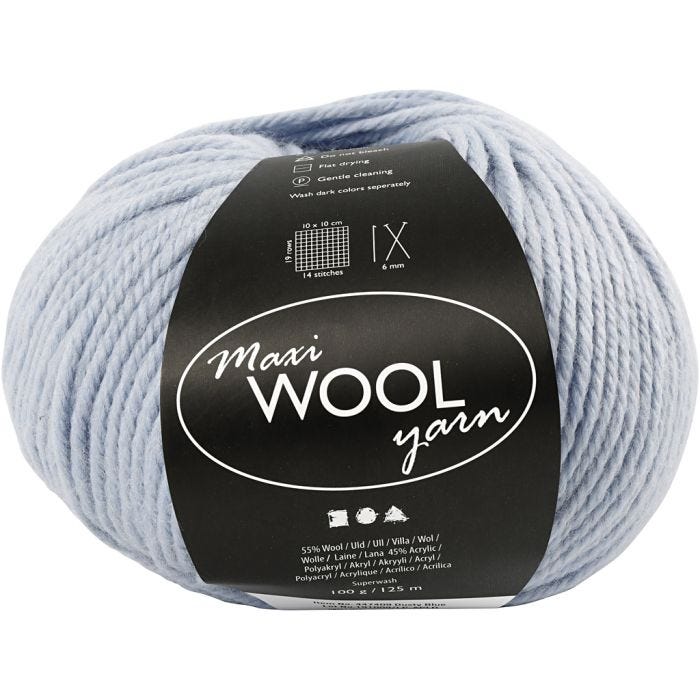 Wool Yarn, L: 125 M, dusty blue, 100 g/ 1 ball
