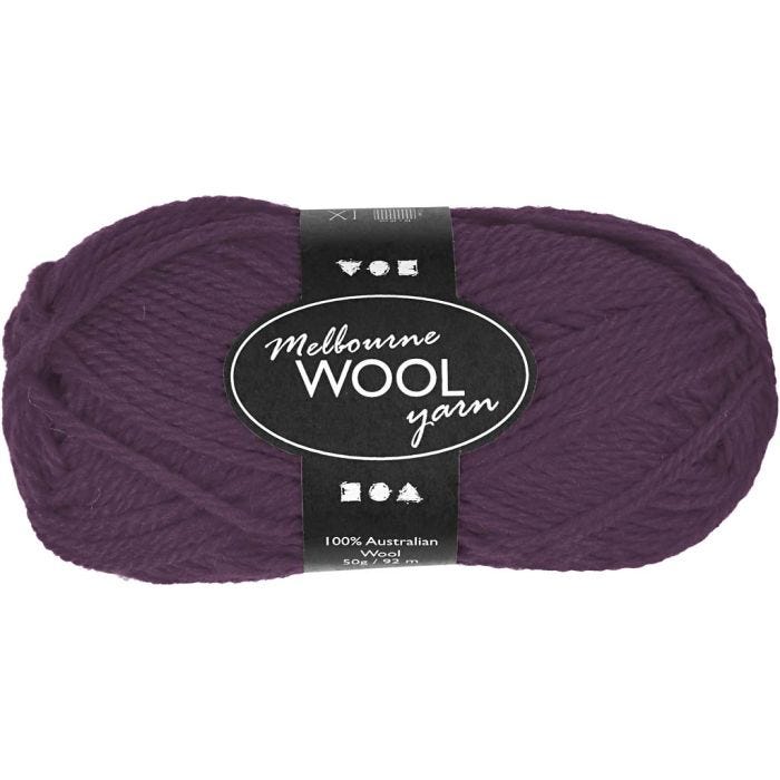 Melbourne Wool Yarn, L: 92 M, purple, 50 g/ 1 ball