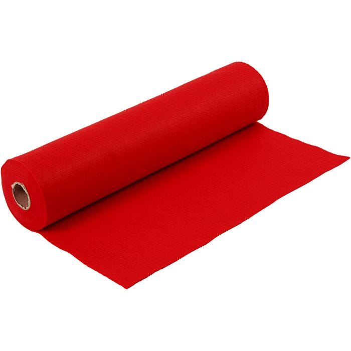 Craft felt, W: 45 cm, thickness 1,5 mm, 180-200 g, red, 5m/ 1 roll