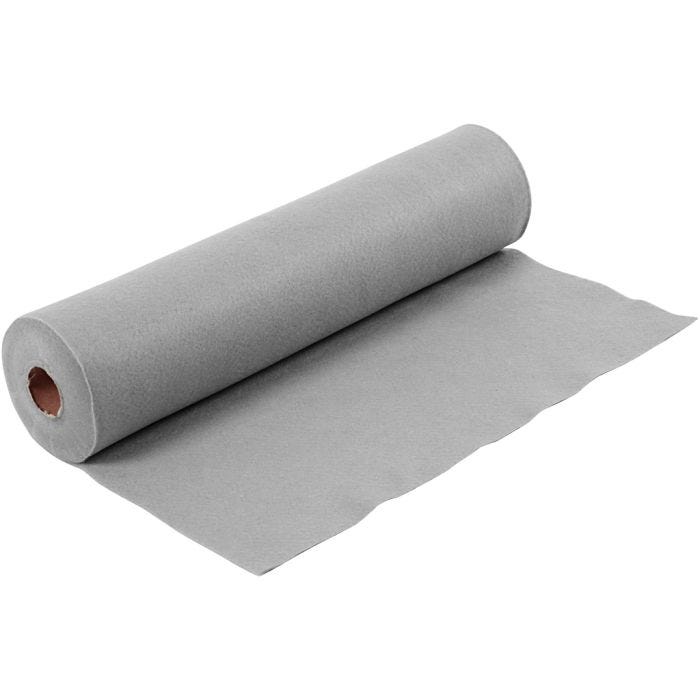 Craft felt, W: 45 cm, thickness 1,5 mm, 180-200 g, grey, 5 m/ 1 roll