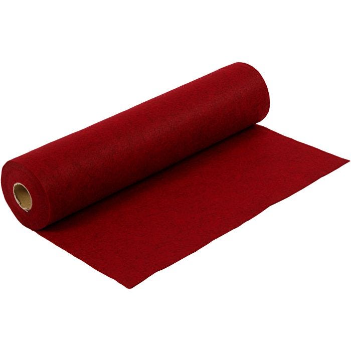 Craft felt, W: 45 cm, thickness 1,5 mm, textured, 180-200 g, red, 5 m/ 1 roll