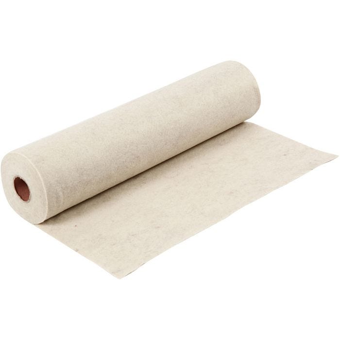 Craft felt, W: 45 cm, thickness 1,5 mm, textured, 180-200 g, off-white, 5 m/ 1 roll