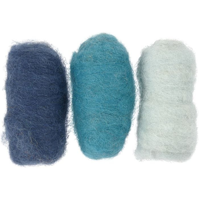 Carded Wool, blue harmony, 3x10 g/ 1 pack