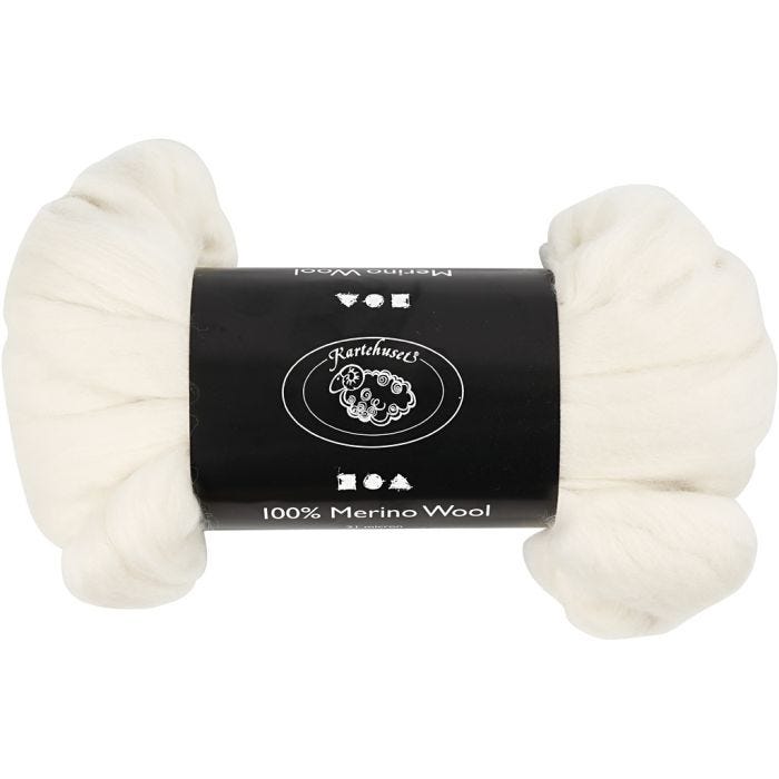 Merino Wool, thickness 21 my, off-white, 100g/ 1 pack