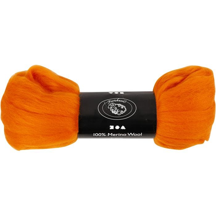 Merino Wool, thickness 21 my, orange, 100 g/ 1 pack