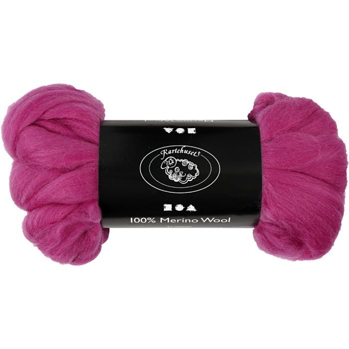 Merino Wool, 21 my, red violet, 100g/ 1 pack