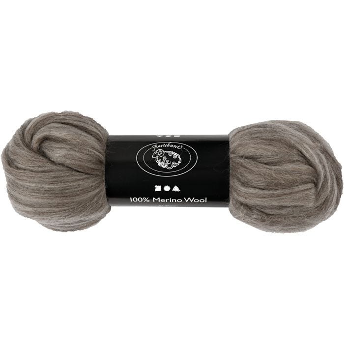 Merino Wool, thickness 21 my, natural grey, 100 g/ 1 pack