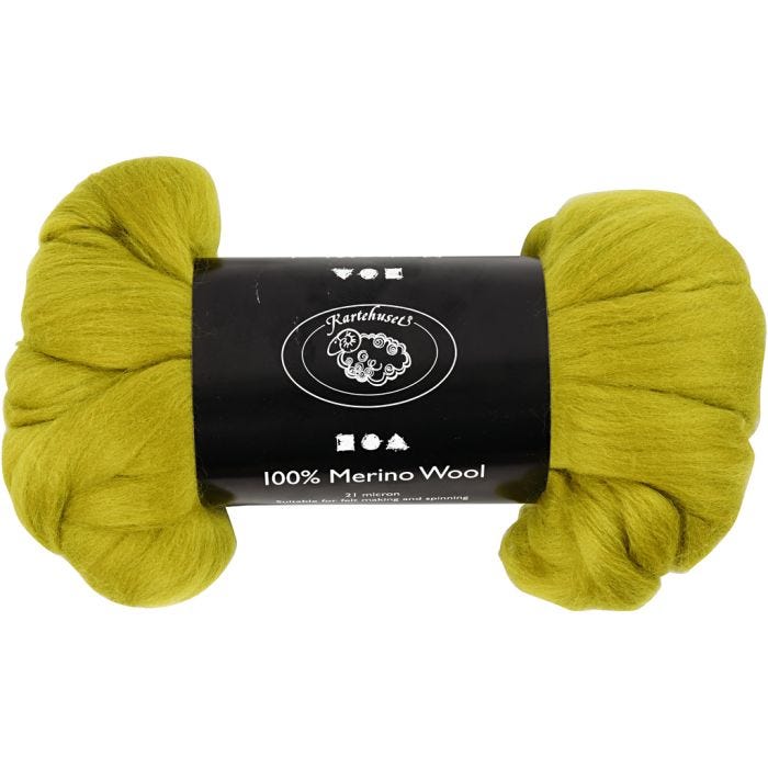 Merino Wool, 21 my, lemon, 100g/ 1 pack