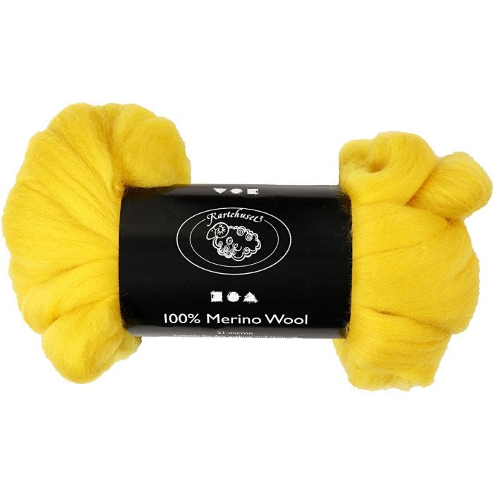 Merino Wool, thickness 21 my, sun yellow, 100 g/ 1 pack