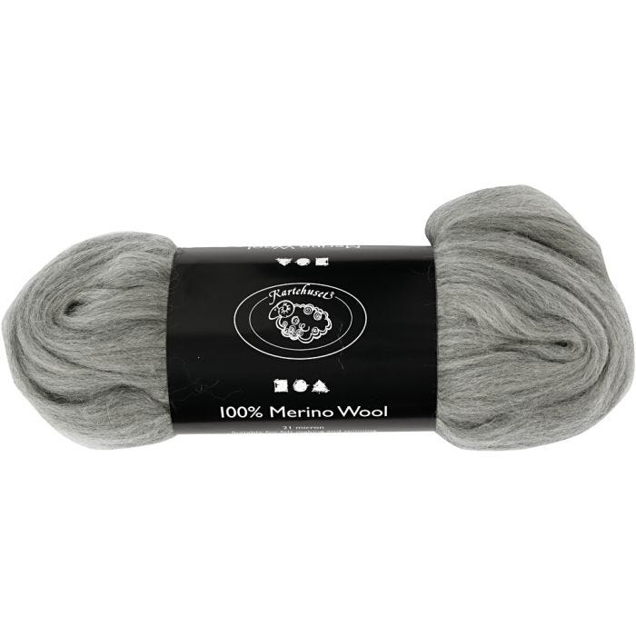 Merino Wool, thickness 21 my, grey, 100 g/ 1 pack