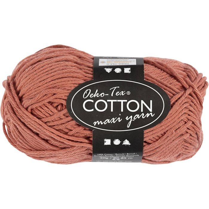 Cotton Yarn, no. 8/8, L: 80-85 M, terracotta, 50 g/ 1 ball