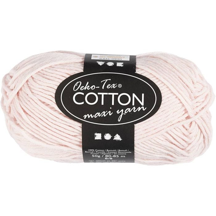 Cotton Yarn, no. 8/8, L: 80-85 M, dusty rose, 50 g/ 1 ball