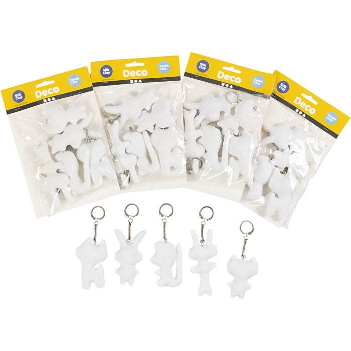 Fabric Figures with key rings, H: 6-10 cm, 25 pc/ 1 pack