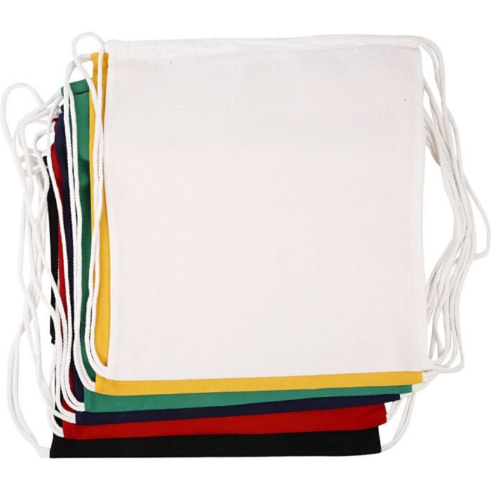 Drawstring bag, size 37x41 cm, 135 g, assorted colours, 6pc/ 1 pack