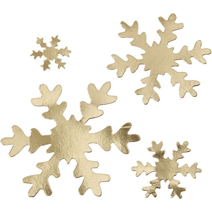 Snowflake, dia. 3+5+8+10 cm, 350 g, gold, 16pc/ 1 pack