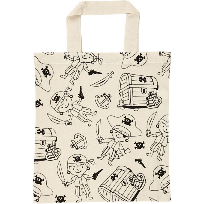 Tote bag, pirates, size 27,5x30 cm, 135 g, light natural, 1 pc