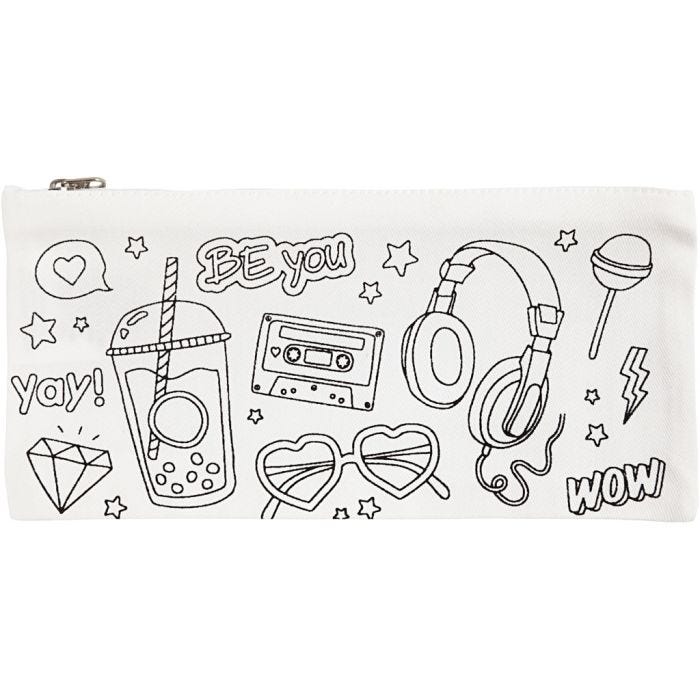 Pencil case, size 11x23 cm, 210 g, white, 1 pc
