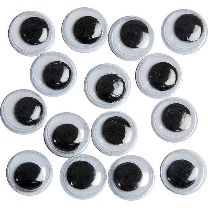 Wiggly Eyes, not sticky, dia. 8 mm, 1000 pc/ 1 pack