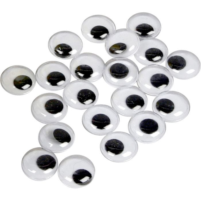 Wiggly Eyes, not sticky, dia. 14 mm, 1000 pc/ 1 pack