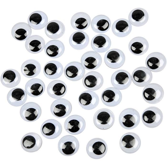 Wiggly Eyes, not sticky, 20 mm, 16pc/ 1 pack