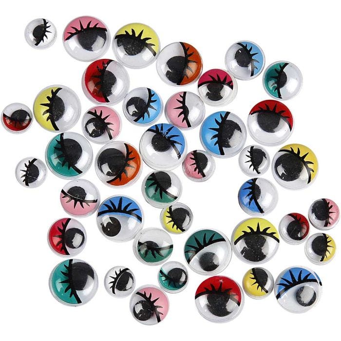 Googly Eyes, not sticky, dia. 8-12 mm, 300 asstd./ 1 pack