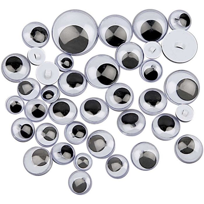 Googly Eyes, sew-on, sewing, 8-20 mm, 24asstd./ 1 pack