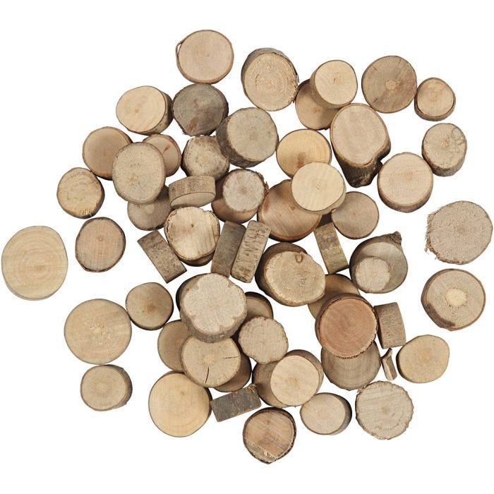 Wooden disc, dia. 10-15 mm, 25 g/ 1 pack