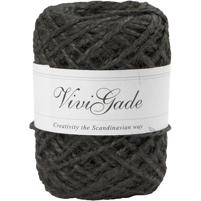 Natural Hemp, 1-2 mm, black, 30m/ 1 roll