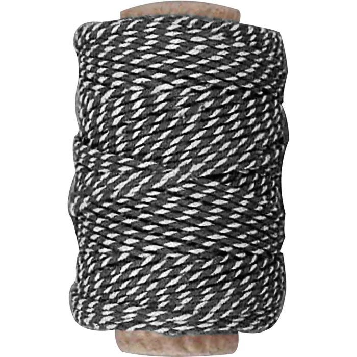 Cotton Cord, thickness 1,1 mm, black/white, 50 m/ 1 roll