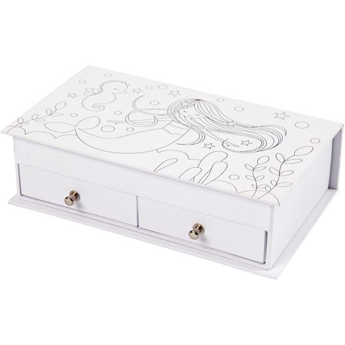 Jewellery Box, 5 cm, 18x10,5 cm, white, 1 pc