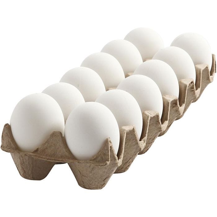 Eggs, H: 6 cm, white, 12pc/ 1 pack
