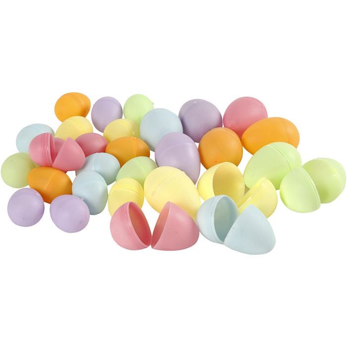 Eggs, 4,5+6 cm, 3+4 cm, pastel colours, 180pc/ 1 pack