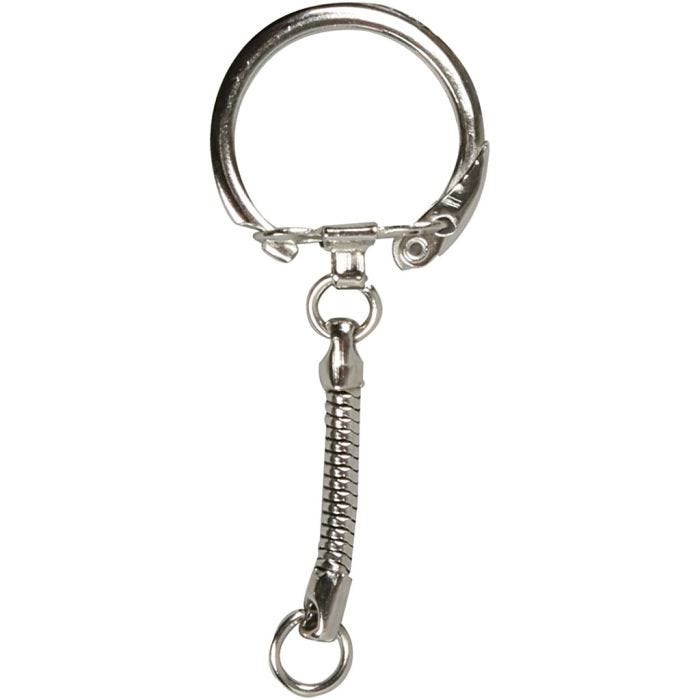 Keyring with chain, L: 6 cm, dia. 2,3 cm, 25 pc/ 1 pack