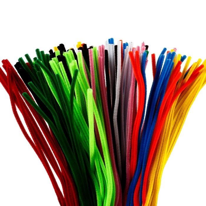 Chenille, L: 45 cm, thickness 6 mm, assorted colours, 200 asstd./ 1 pack