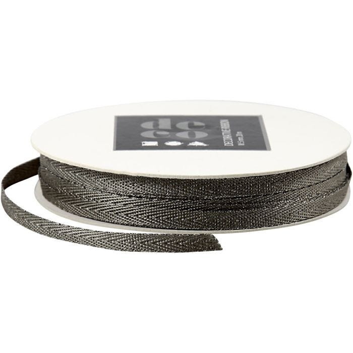 Decorative Ribbon, W: 5 mm, silver, 20 m/ 1 roll
