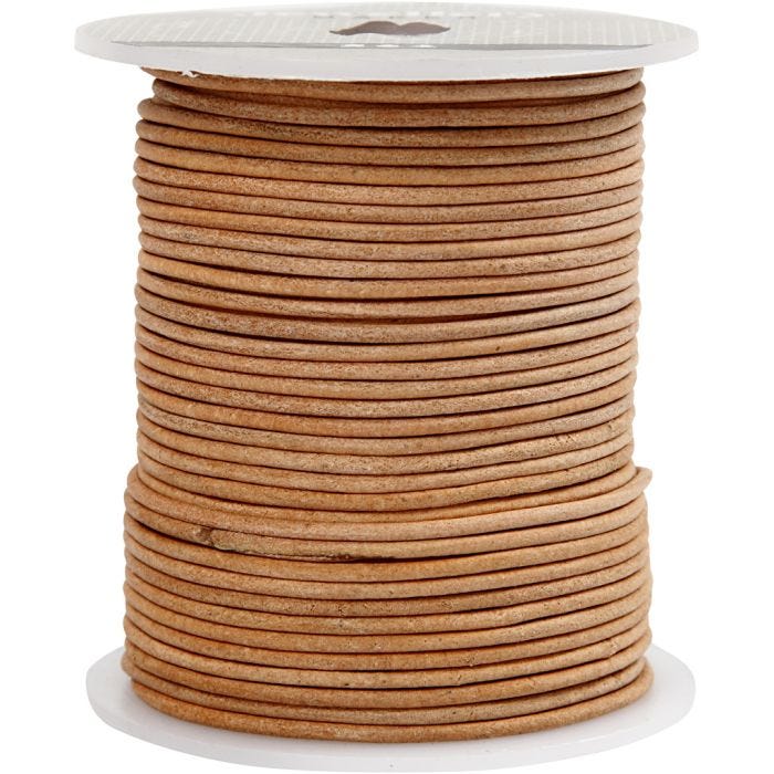 Leather Cord, 2 mm, beige, 50m/ 1 roll
