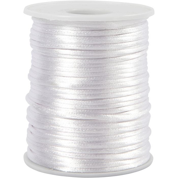 Satin Cord, thickness 2 mm, white, 50 m/ 1 roll