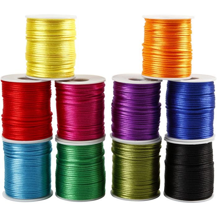 Satin Cord, thickness 2 mm, bold colours, 10x50 m/ 1 pack