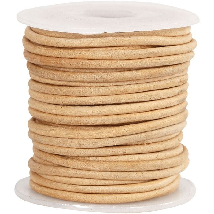 Leather Cord, 2 mm, beige, 10m/ 1 roll