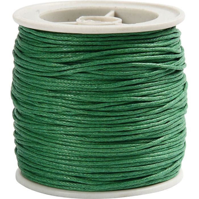 Cotton cord, thickness 1 mm, green, 40 m/ 1 roll